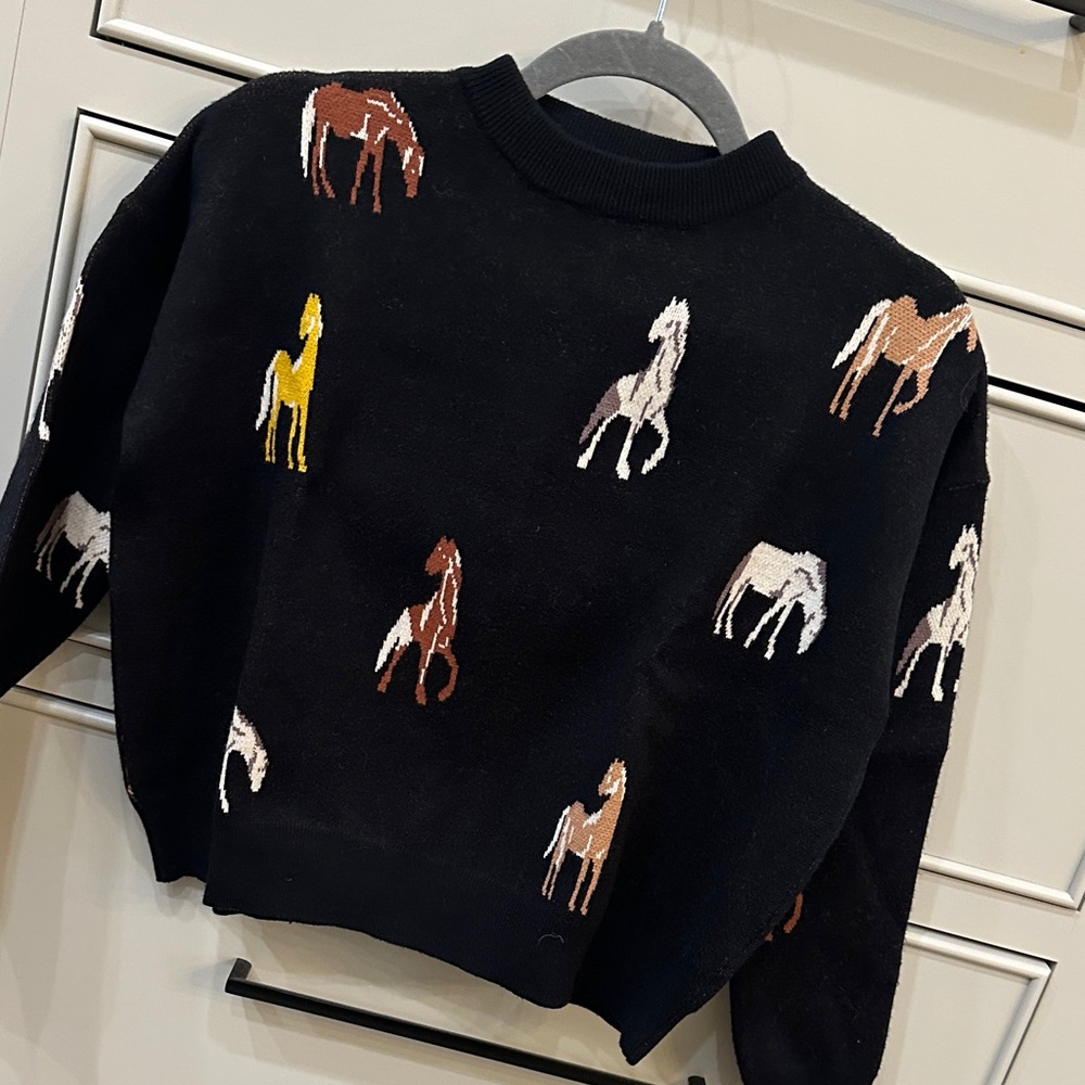 THML Black Sweater with Horse Design